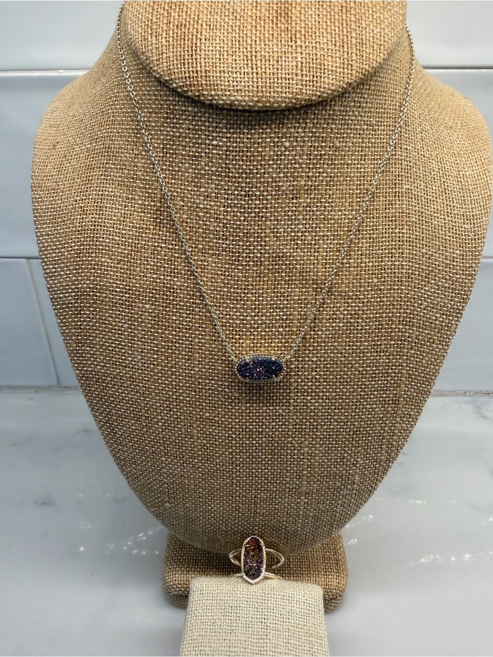 Kendra Scott Druzy Oval Pendant Necklace and Ring